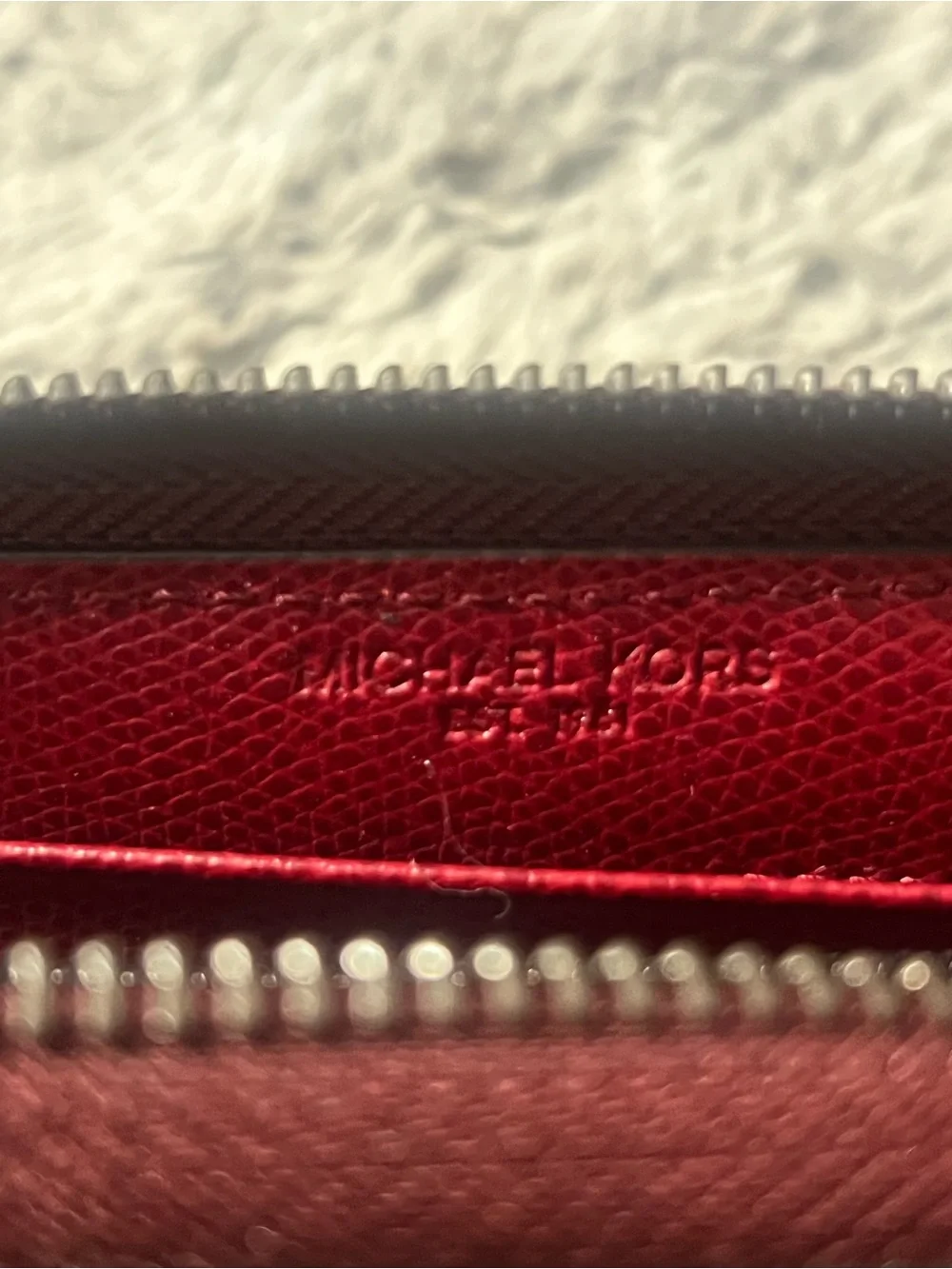 Michael Kors Burgundy Zip Wallet with Gold Logo